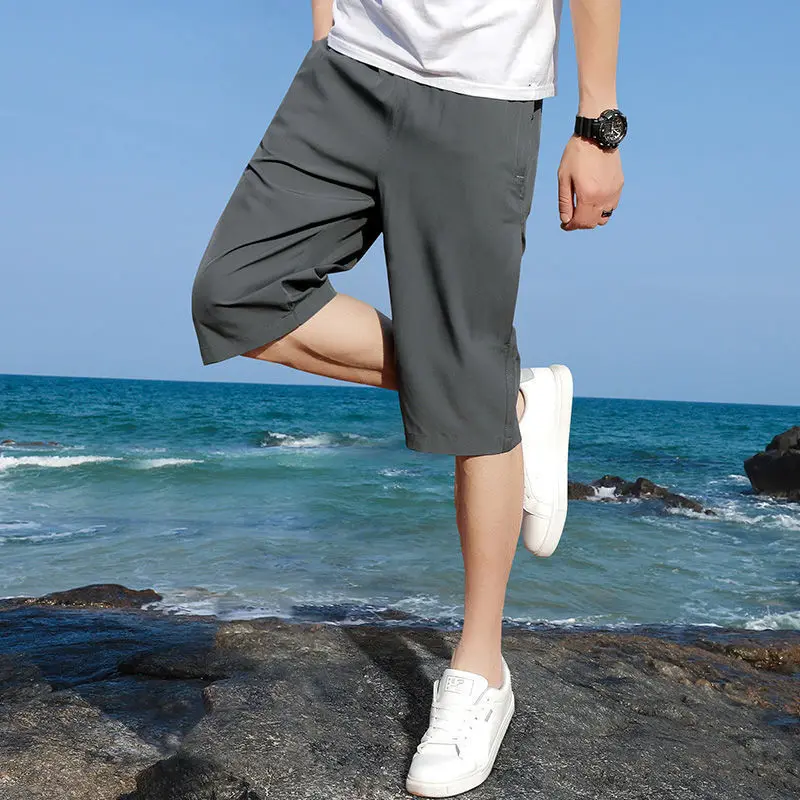 

Men's Shorts Summer Casual Wear 2022 Loose Thin Sports Ice Silk Cropped Pants