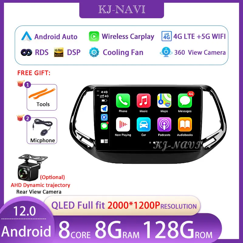 

Автомагнитола для Jeep Compass 2017-2020, 2 Din, Android 12