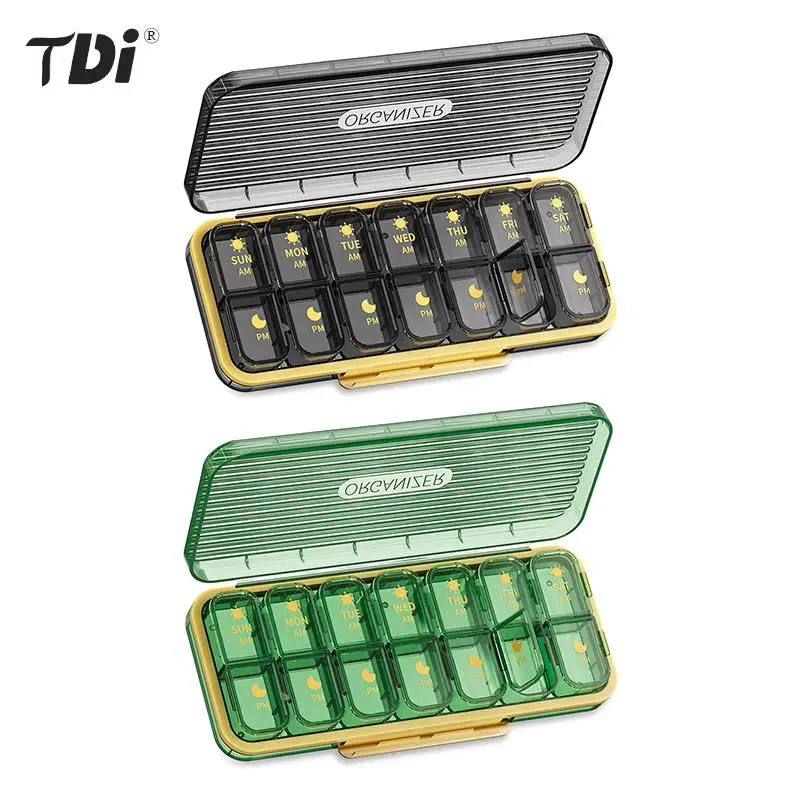 

Weekly Portable Travel Pill Cases Box 7 Days Organizer 14 Grids Pills Container Storage Tablets Vitamins Medicine Detachable