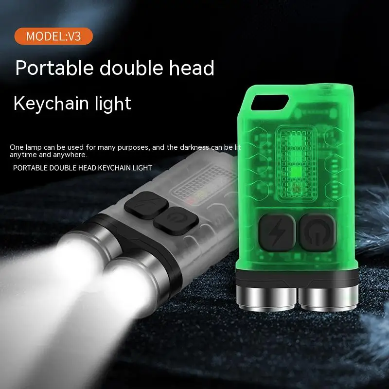 

V3 LED Keychain Portable Flashlight XPG Work Light Type-C Rechargeable Mini Torch with Magnet UV Camping Pocket Lantern