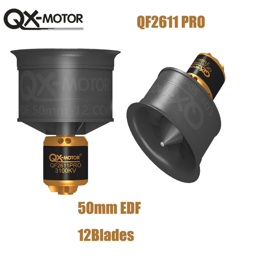 QX-Motor QF2611PRO 50 мм EDF CW CCW Ducted Fan 3100/3750KV CW/CCW с 12 лезвиями для телефона