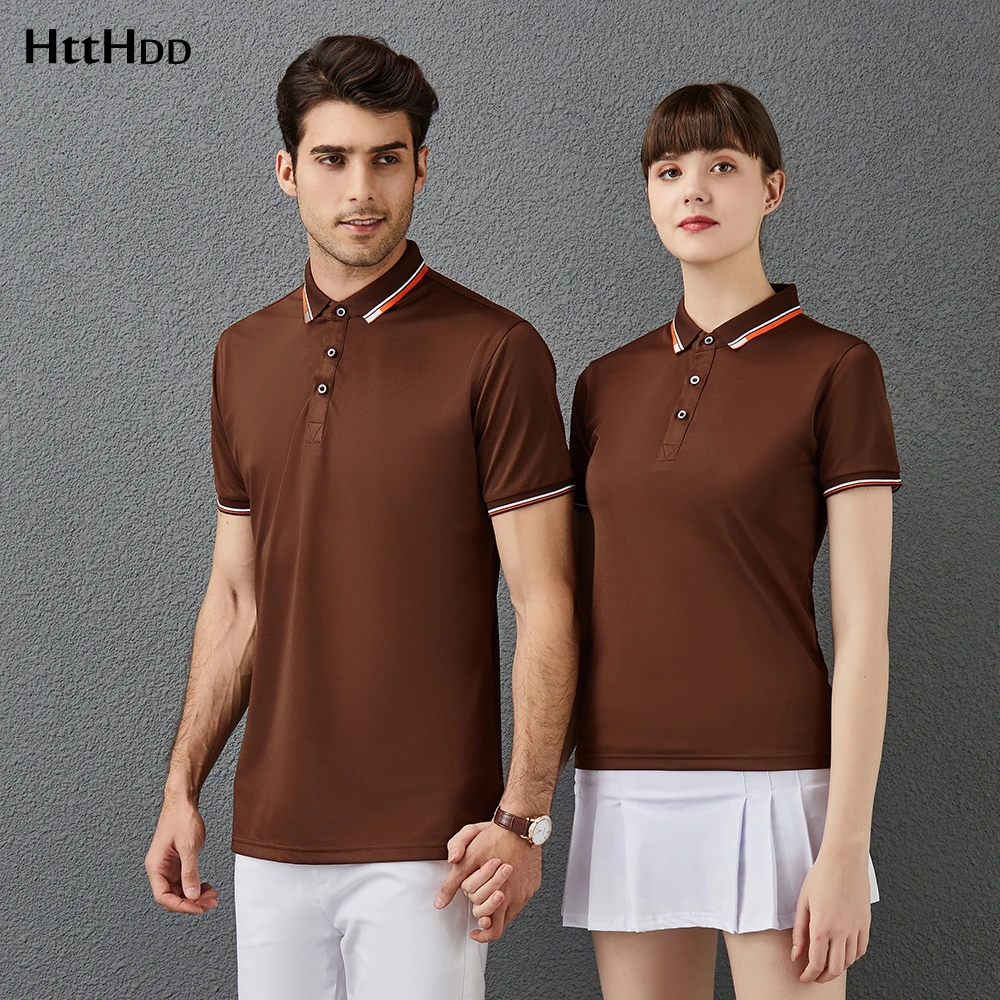 

Летняя разноцветная футболка, свободная рубашка, быстросохнущая дышащая модная Однотонная рубашка-поло, рубашка для гольфа унисекс, спорти...