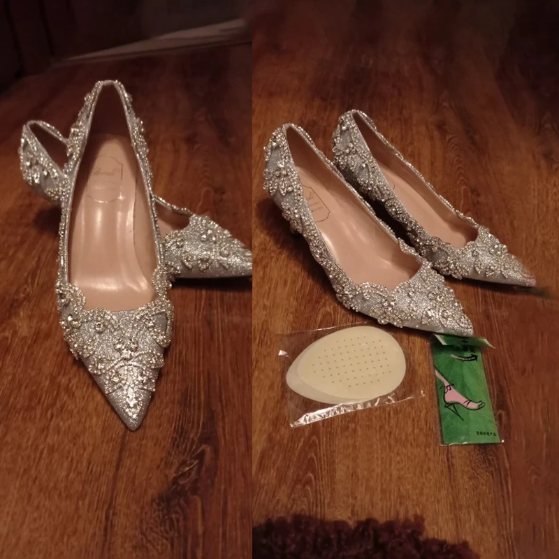 

Women High Heels Gold Crystal Shoes Party Champagne Bride Colorful Rhinestone Pointed Stiletto Female Pumps Personal Customize
