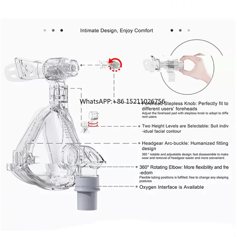 Фото Многоразовая силиконовая маска BIPAP с головным креплением, одобренная CE ISO13485 №3