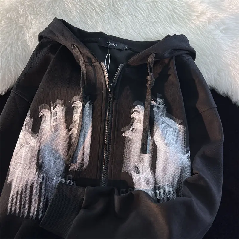 Женская толстовка с капюшоном и надписью в стиле Харадзюку