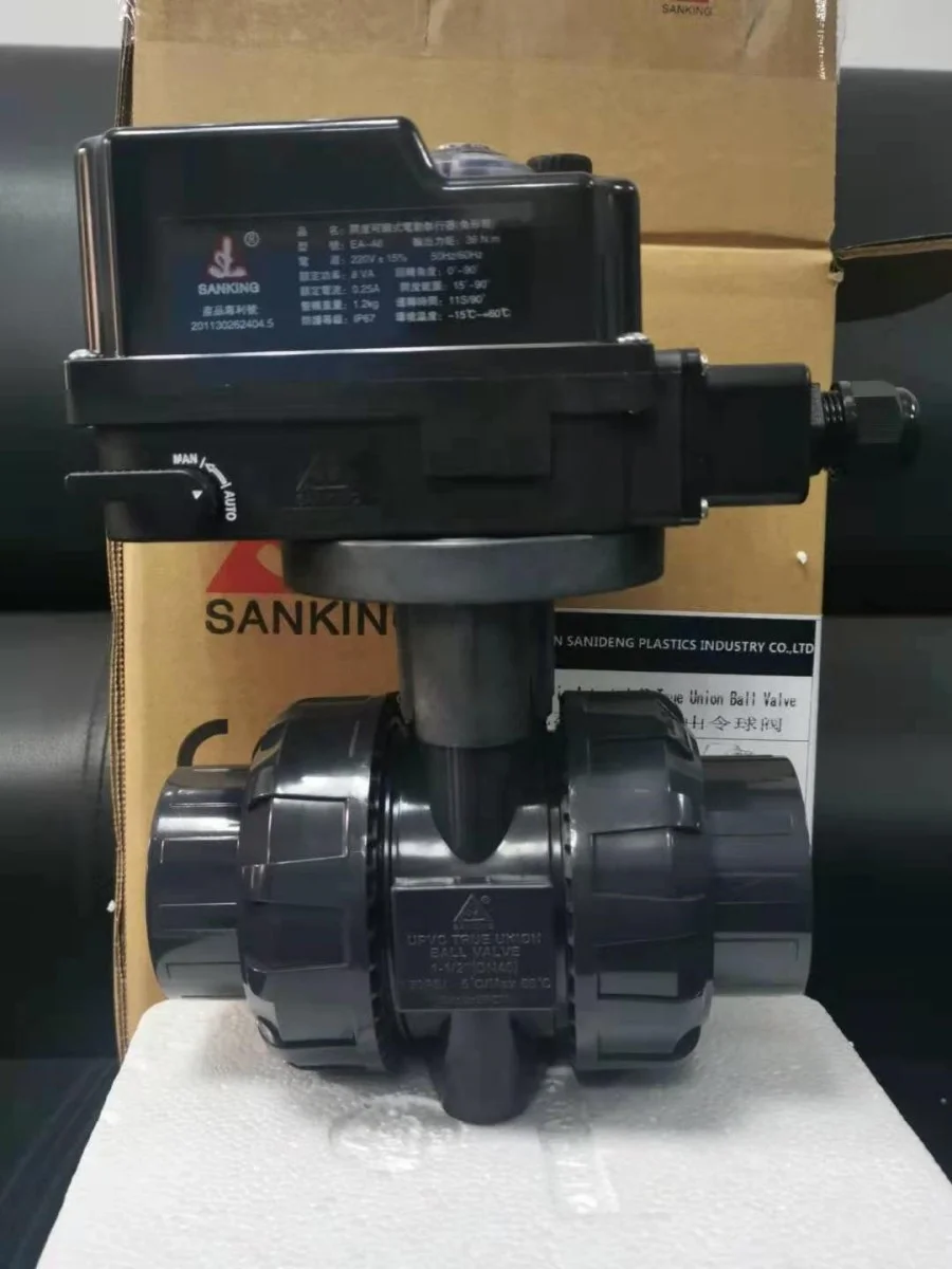 Sanking Высококачественный электрический шаровой кран из ПВХ DN15-DN50 4 дюйма