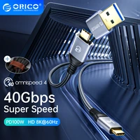 orico 2 in 1 40gbps usb c cable pd100w fast charger cord 8k 60hz hd usb 3 0 to usb c cable for macbook thunderbolt 4 ps4