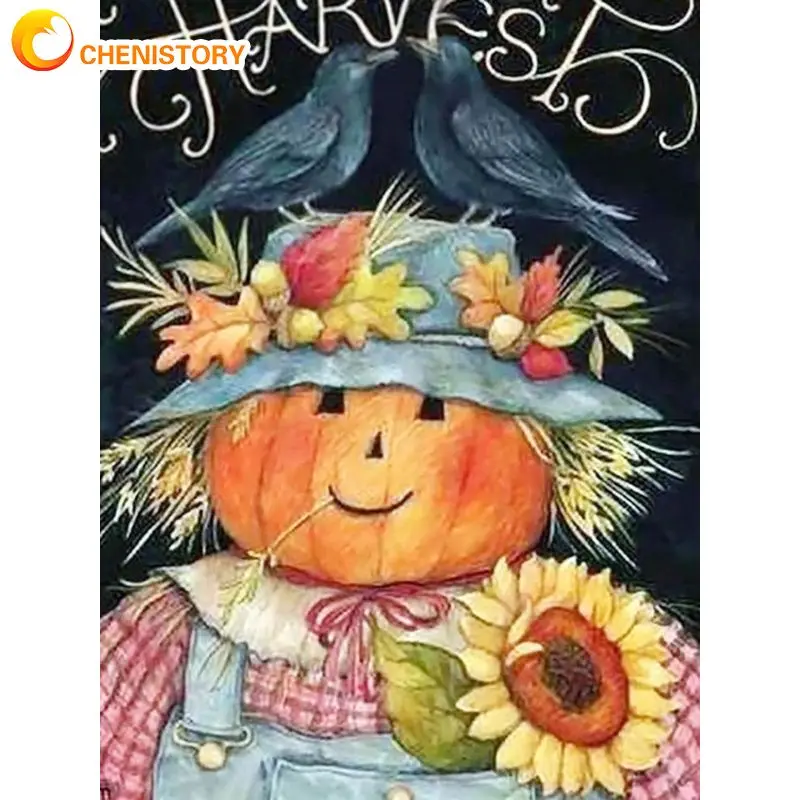 

CHENISTORY Стразы алмазная живопись рамка Хэллоуин Тыква полная квадратная круглая Алмазная вышивка подарок для взрослых искусство