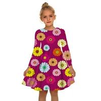 summer 3d print floral dress girls flower dress white girl princess dress irregular tutu 2 17y pink children leisure kid dresses