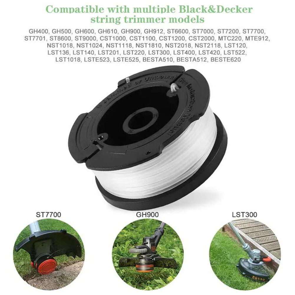 

4x Coils With Coil Lid For Black Decker Lawn Trimmer Thread Coil Set Trimmer Coils Cover Spring Replacement Parts Lawn Mower