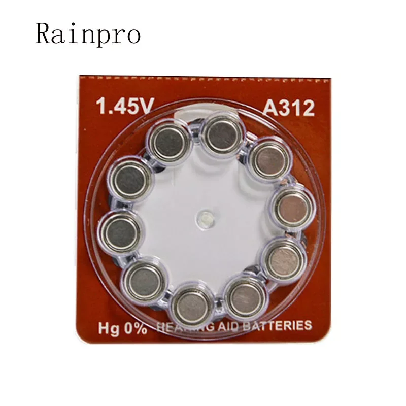 

Rainpro 50PCS/LOT A312 PR41 1.45V Hearing Aid Battery 312 Zinc Air button cell.