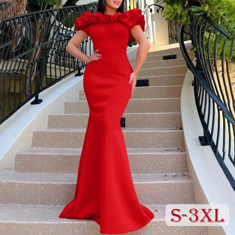 

S-3XL Elegant Women Party Dress Sexy Lady Evening Dresses for Classy Fishtail Maxi Dresses Female Prom Vestido Plus Large Size