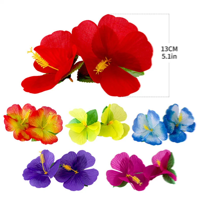 6/12pcs Hawaiian Hair Clip Beach Foam Flower Headpieces for Wedding Party Accessories