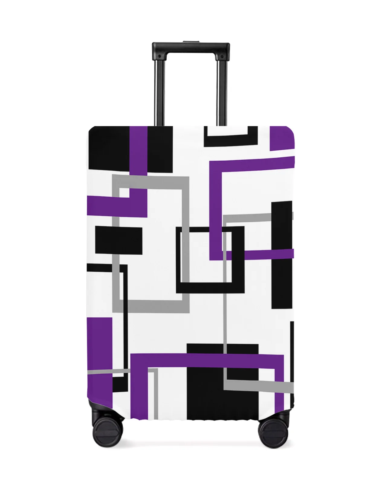 

Abstract Geometry Squares Modern Art Black Purple Travel Luggage Cover Elastic Baggage Cover Suitcase Case Travel Accessories