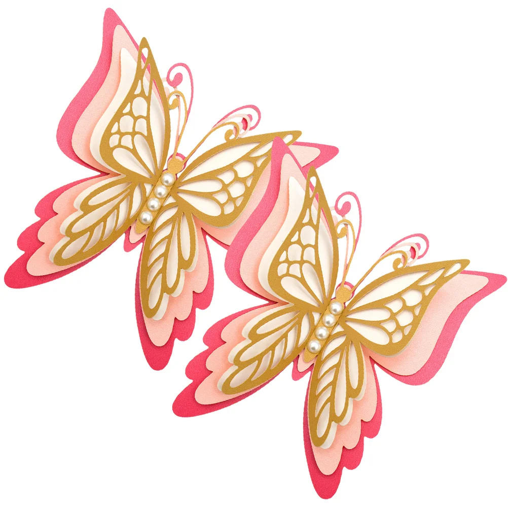 

2pcs Widely- Easy Installation Hollow Self-Adhesive Decal Decorative Wall Butterflies for Party Decor Layout Supply