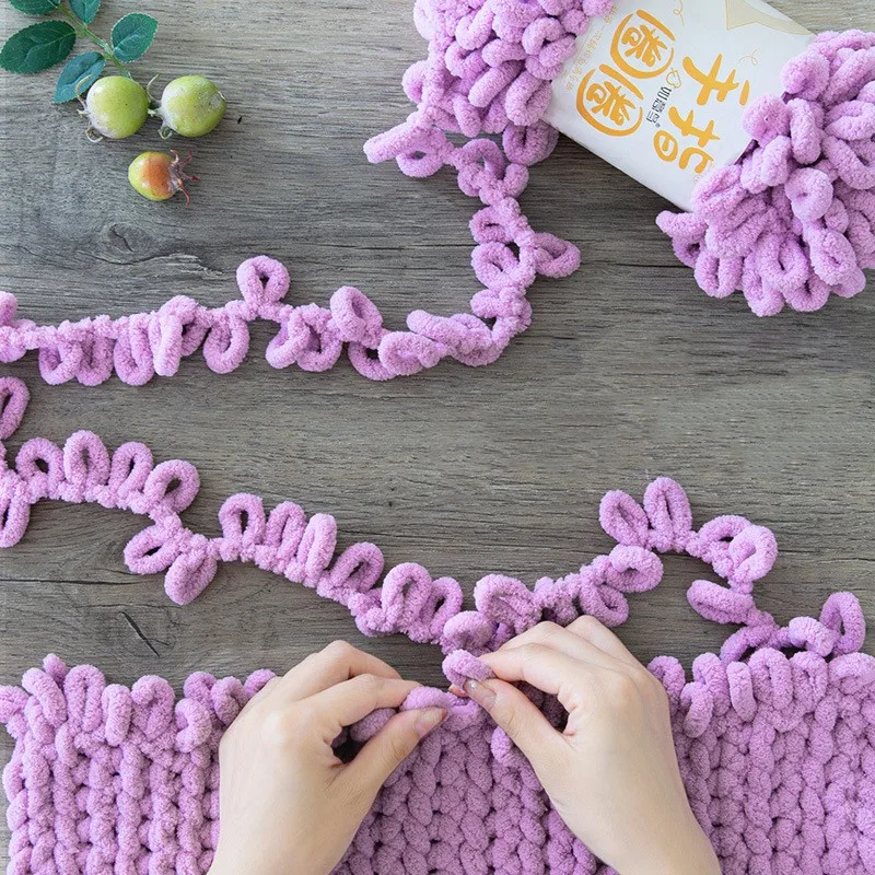 100 граммов Поточная нить с петлей для пальцев 7 метров Полиэстеровая шерсть Ручная вязаная домашняя вязанная одеяло Подушка Шарф Вязание Крупная сдельная работа.