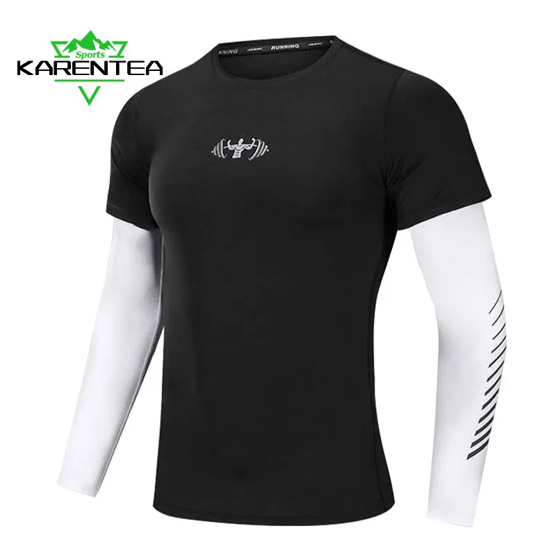 

Karentea Quick Dry Compression Shirt Fitness Gym Running Shirt Men Long Sleeve Man T-shirt Bodybuilding Sport Gym Shirt Male
