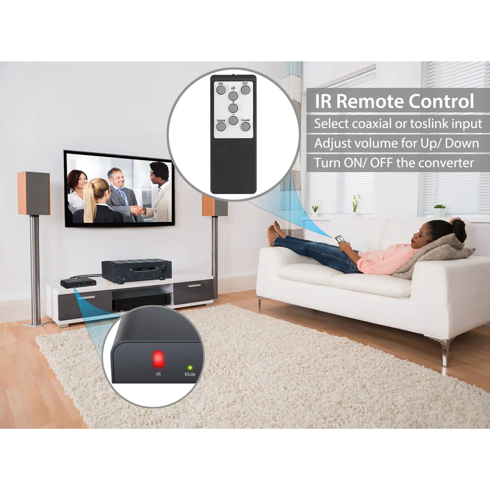 Цифро-аналоговый аудиоконвертер с ИК-пультом дистанционного управления