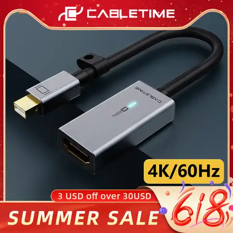 Адаптер CABLETIME USB C в HDMI, 4K 60 Гц, кабель Thunderbolt, конвертер для Surface Pro, Macbook Air, Dell XPS, адаптер HDMI C315