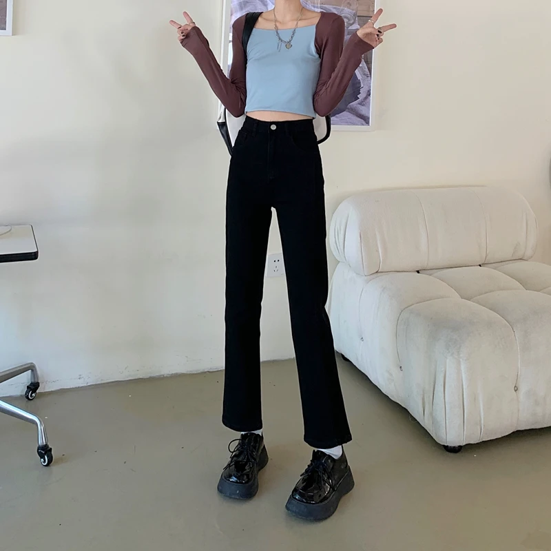 

DD2999 New fashion all-match stretch high-waisted thin all-match cigarette pants jeans