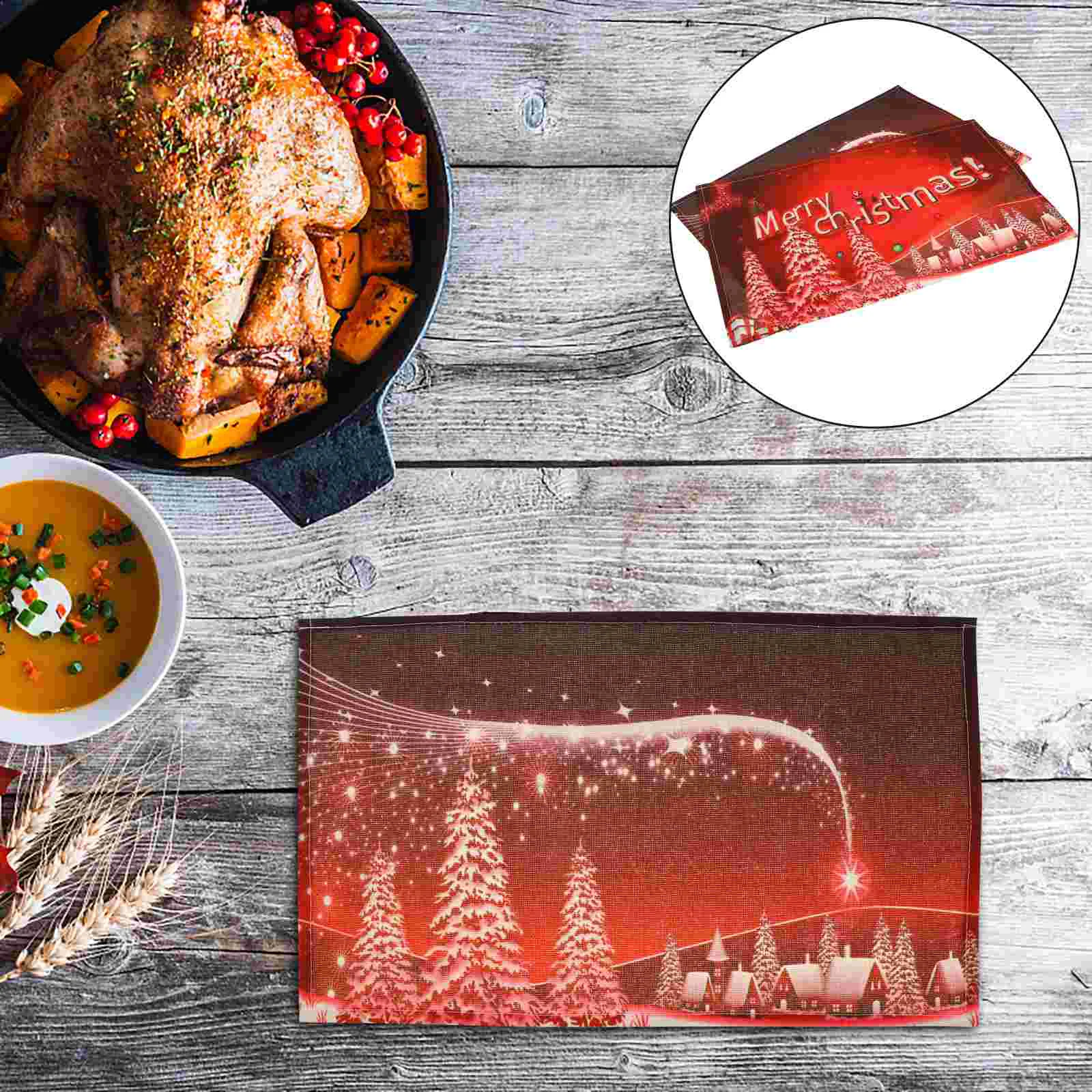 

2pcs Table Mats Heat Resistant Insulated Chopstick Mats for Hotel Christmas