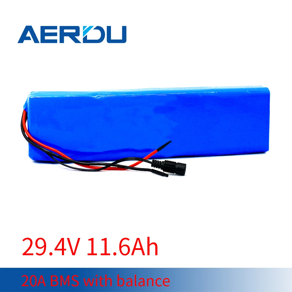 

AERDU 7S4P 11.6AH 29.4V 18650 Rechargable Li-ion Battery Pack 20A BMS with Balance for 390W Electric Scooters Motorcycle 2900mAh
