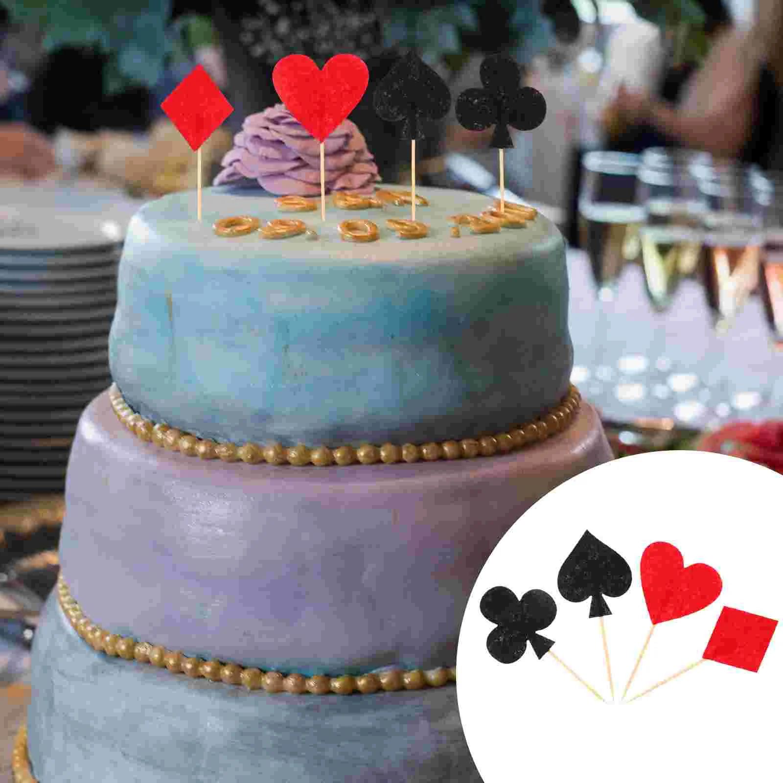 

Poker Cupcake Partynight Decor Casino Supplies Vegas Theme Las Heart Pickpicks Decoration