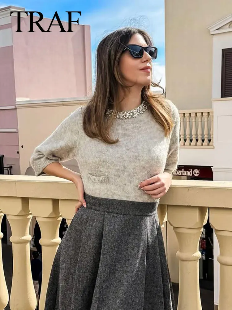 Женский Повседневный пуловер с круглым вырезом и длинным рукавом