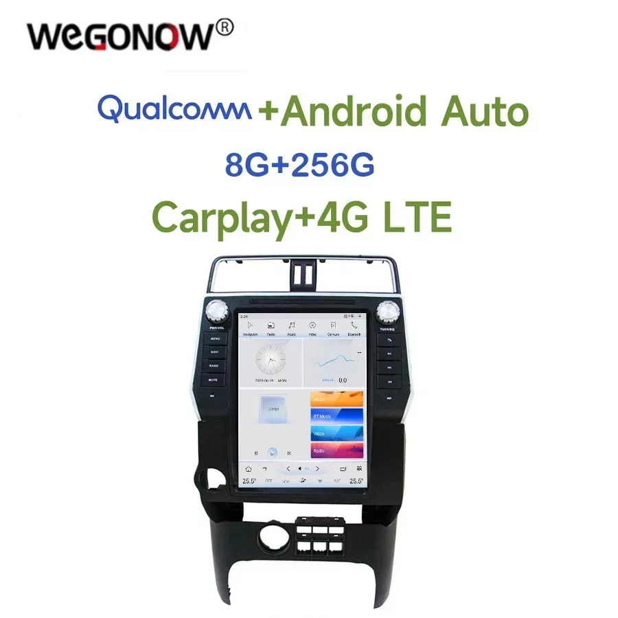Автомобильный DVD-плеер Tesla Qualcomm Carplay 360 Android 11 0 8G + 256G 4G SIM Wi-Fi Bluetooth радио GPS для Toyota PRADO