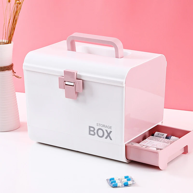 

Portable Medical Kits Household Medicine Chest First Aid Kit Storage Organizer Plastic Drug Storage Box With Handle Multi-layer