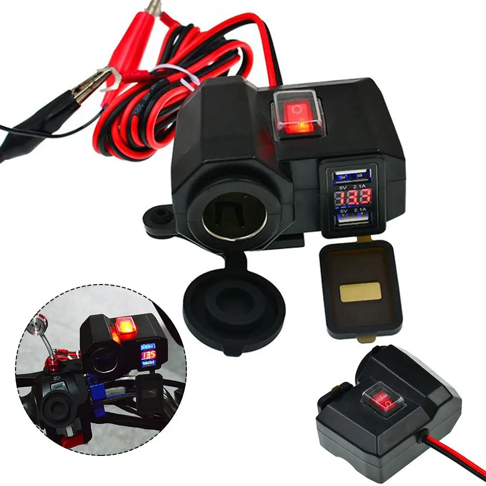 

Waterproof Motorcycle Handlebar Dual USB Phone Charger Cigar Lighter Socket Motorcycle Accessories Safety