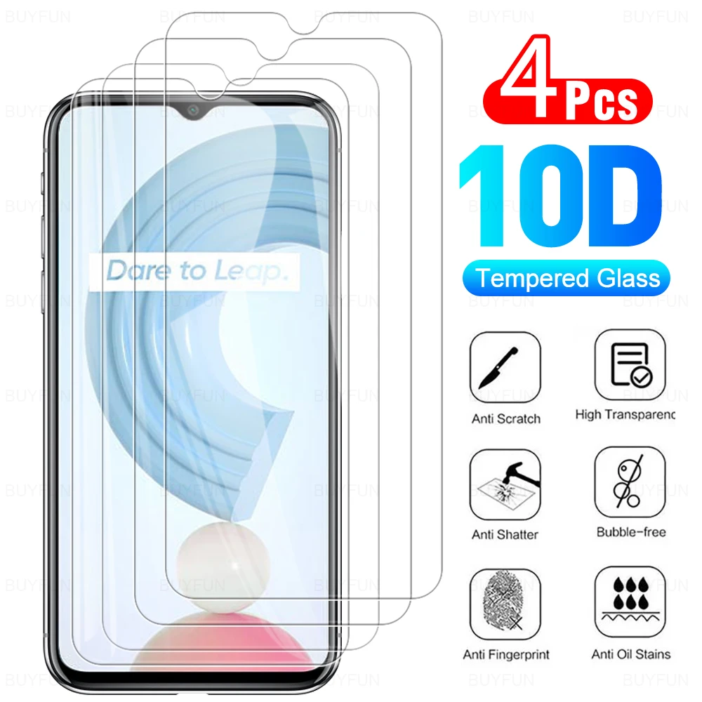 

4pcs Tempered Glass For OPPO Realme C21y C25 C21 C11 C12 C15 C112021 Protective Film Full Coverage Scree HD Protector Waterproof