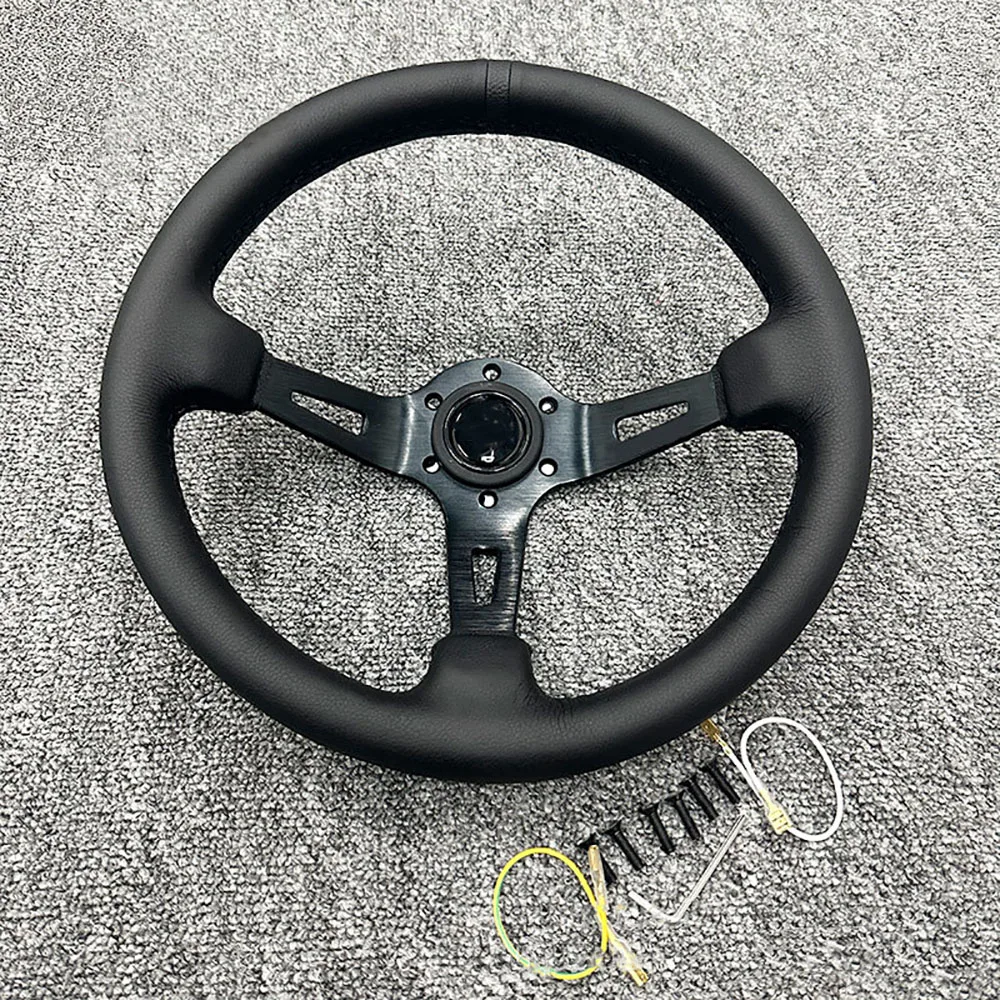 13-дюймовый универсальный кожаный руль большой вогнутый глубокий гоночный