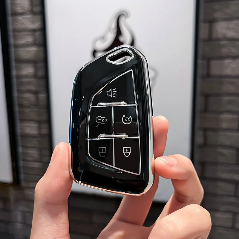 Модный чехол для автомобильного ключа из ТПУ полная защита Cadillac CT4 CT5 C8 2018 2019 2020 2021