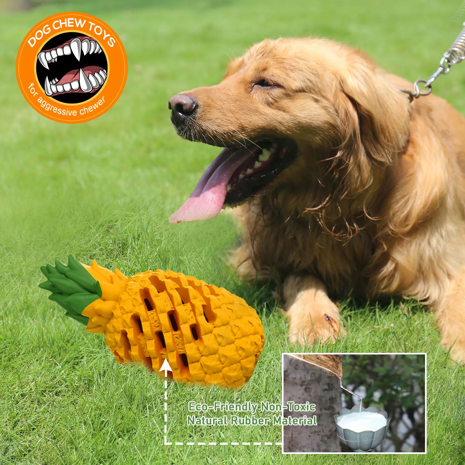 

Dog Chew Toys for Aggressive Chewer, Tough Dog Dental Chews Toy, Indestructible DogToys for Large Dogs Puppy Chew Toys,Pineapple