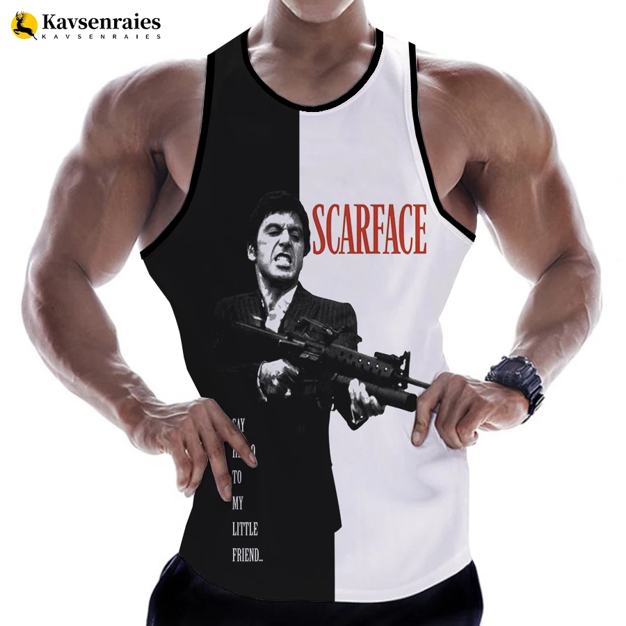 

2023 New Movies Scarface 2023 Fashion Summer Men Tank Tops Sleeveless Spring Harajuku Personality 3D Printed Men's Clothing