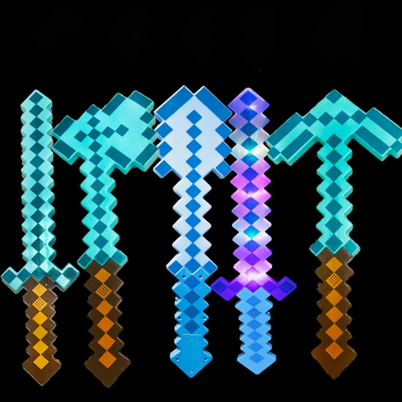 

Children's Luminous Toy Lightsaber Game New Peripheral Toy Shovel Building Block Sword Sound Lightsaber Pick Toy Boy Girl Gift