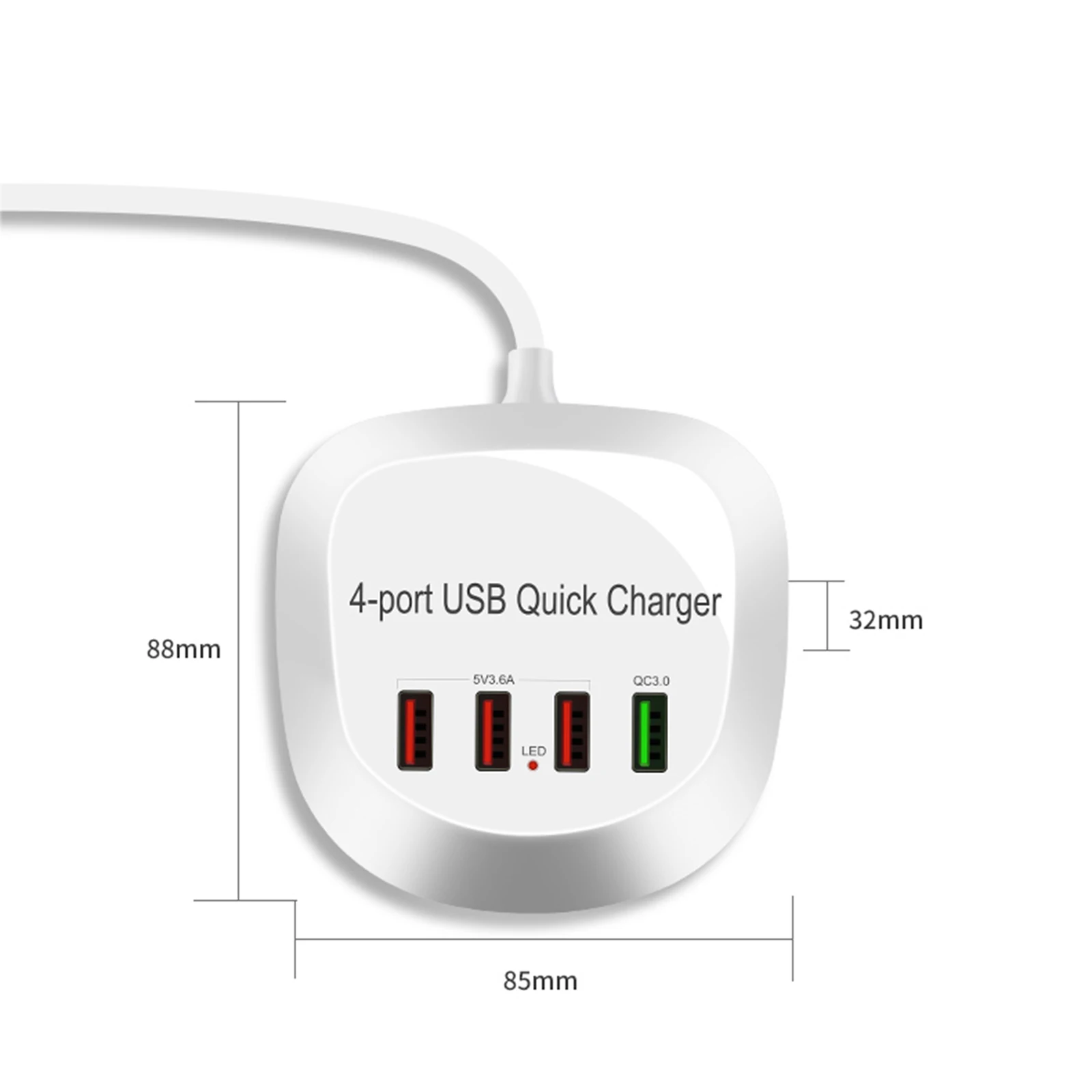 

4port USB Travel Charger Is Easy To Carry And Can Charge Multiple Devices At The Same Time Suitable For Most Electronic Product