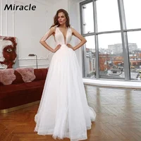 Refined A-Line Wedding Dress Alluring V-Neck Bridal Gown New Backless Dresses Sexy Sleeveless Lace Beading Vestido De Novia