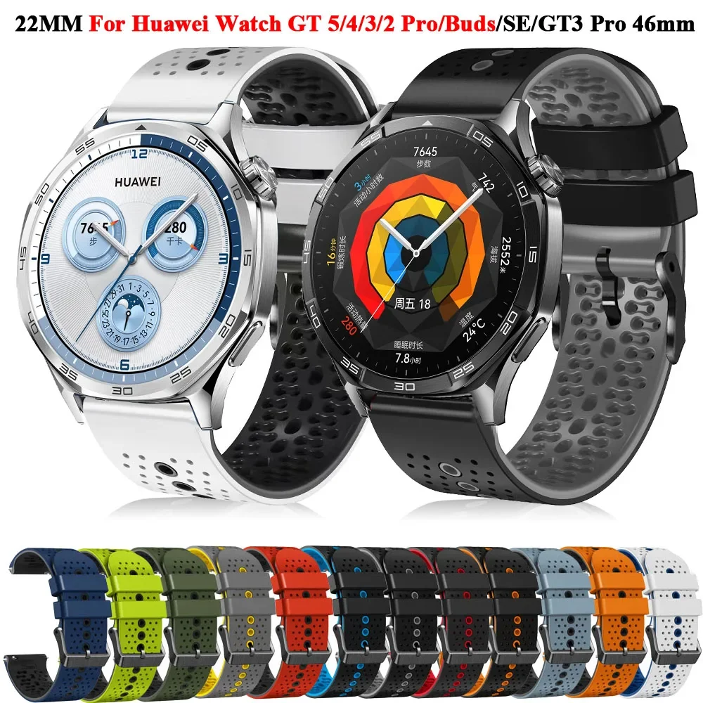 Фото Силиконовый ремешок 22 мм для HUAWEI WATCH GT 5 4 46 мм GT5/GT3/GT2/Ultimate/Buds, ремешок для часов HUAWEI WATCH 4 3 Pro, браслет-браслет №1