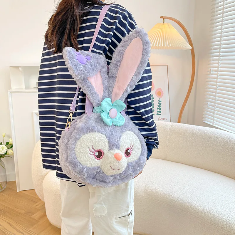 

Disney Anime Kawaii Purple Stellalou Plush Toy Shoulder Bag Cute Cartoon Bunny Handbag Doll Toys For Girl Free Shipping Items