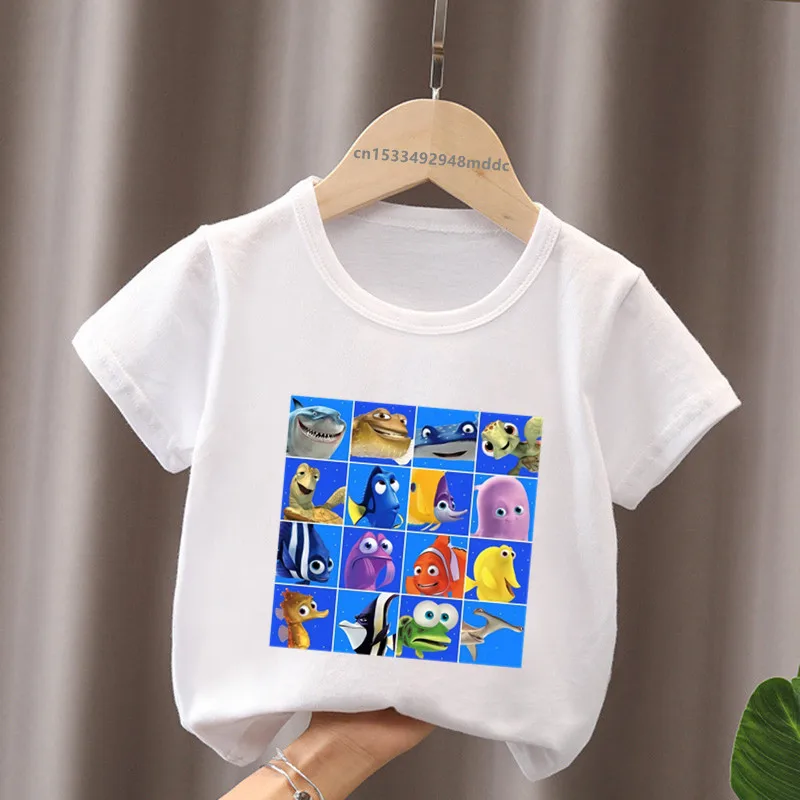 Disney Finding Nemo Dory grafik karikatür bebek erkek T shirt komik çocuk tişörtleri kız elbise yaz kısa kollu çocuk üstleri