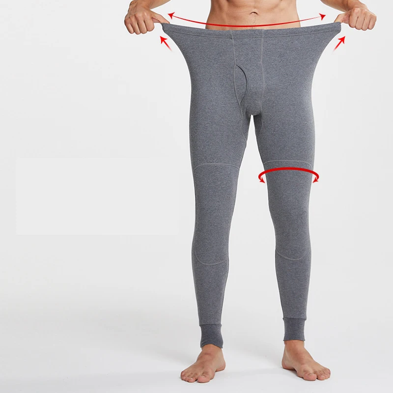 Winter Autumn Thermal Underwear For Men Long Johns Cotton Thermal Trousers With Wool Warm Mens Leggings Thicken Thermal Bottoms