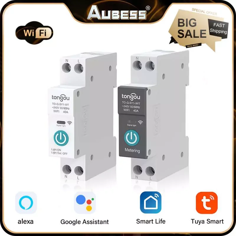 

NEW2023 TUYA Wifi 1P 63A DIN Rail Smart Circuit Breaker Smart Home Wireless Remote Control Metering Timer Switch Relay by APP TO
