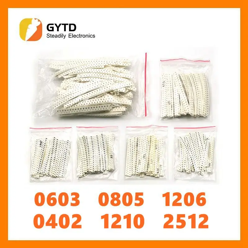 

0402 0603 0805 1206 1210 2515 Resistor Kit Assorted 1R to 1M Ohm 1% SMD Sample Kit DIY 3.3R 5.1R 10R 47R 62R 82R 1K 10K