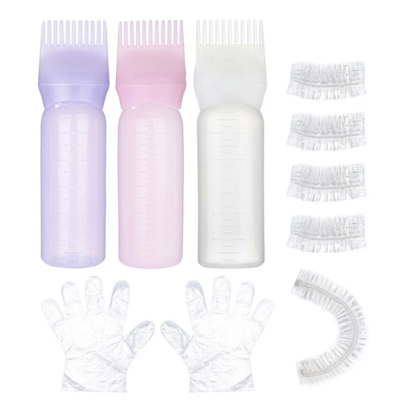 

Refillable Dry Clean Bottle Hair Care Perm Hair Dyeing Comb Bottle Disposable Shower Cap Ear Muffs Hair Colouring Applicator Set