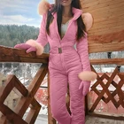 Женские комбинезоны с капюшоном, парка с хлопковой подкладкой, теплый лыжный костюм с поясом, прямые цельные повседневные спортивные костюмы на молнии, новинка зимы 2021