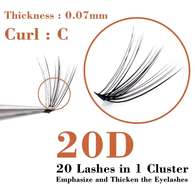 

Natural Long 20D Mink Individual Eyelashes Professional Cluster False Eye Lashes Make up Faux Soft Extension Makeup Tools