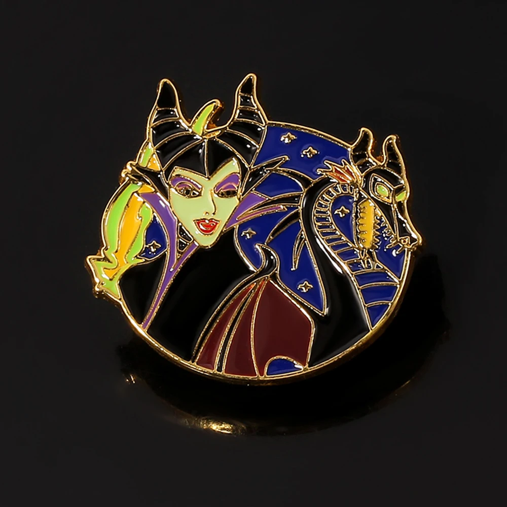 

Movie Maleficent Metal Enamel Brooch Cartoon Stitch Cosplay Maleficent Lapel Pin for Women Jewelry Backpack Ornament Toy Gifts