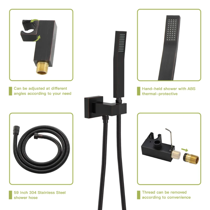 

Ceiling Shower Set - 10inch Square Shower Set\ Dual Shower Heads\ Oil Rubber Bronze Oil-Rubbed Bronze Stainless